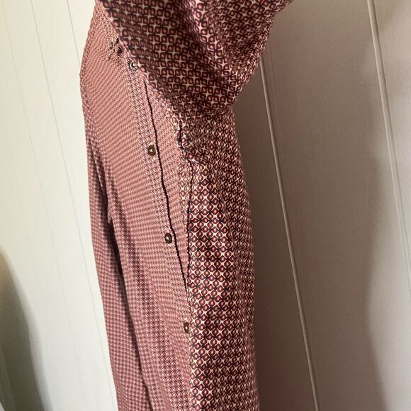 Ben Sherman Men’s Small Red Black Geometric Print Long Sleeve Button Down Shirt - Picture 5 of 13